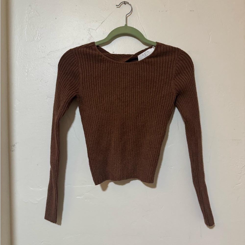 Astr Brown Ribbed Sweater - Picture 3 of 3